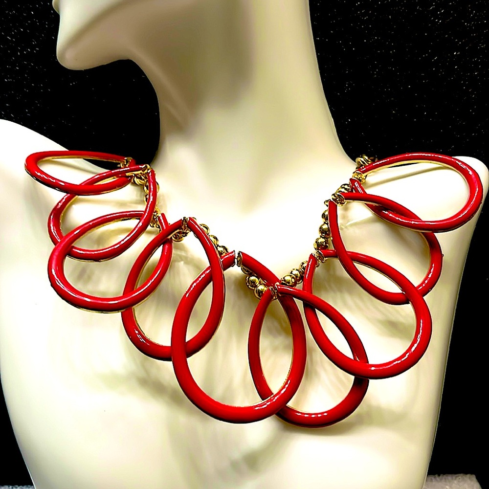 Golden-Chained Red-Infinity Choker Necklace - image 1
